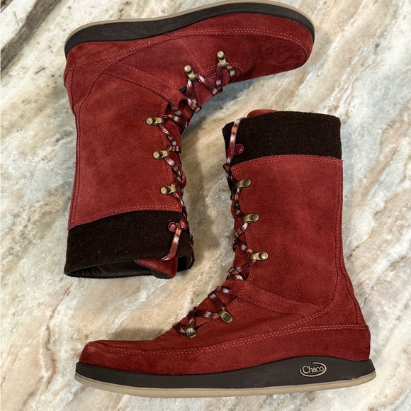 Women’s CHACO Uma Incense red suede lace up boots- Size 8.5. - Picture 7 of 10